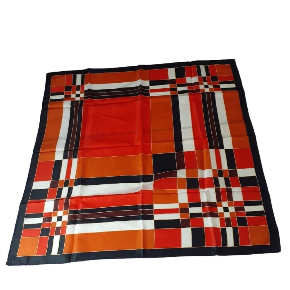 VTG Nasharr Friers Scarf Signed Hand Rolled Geometric Polyester Japan 26"